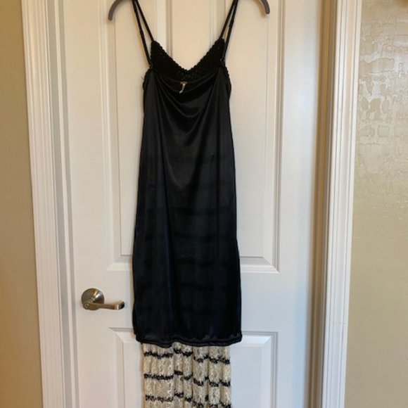 Free People Crochet/Lace Spaghetti Straps Midi Dress Black/Ivory Size XS - Picture 8 of 12